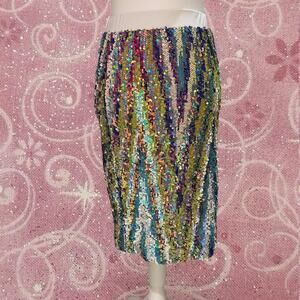 Multi colored sequin midi skirt